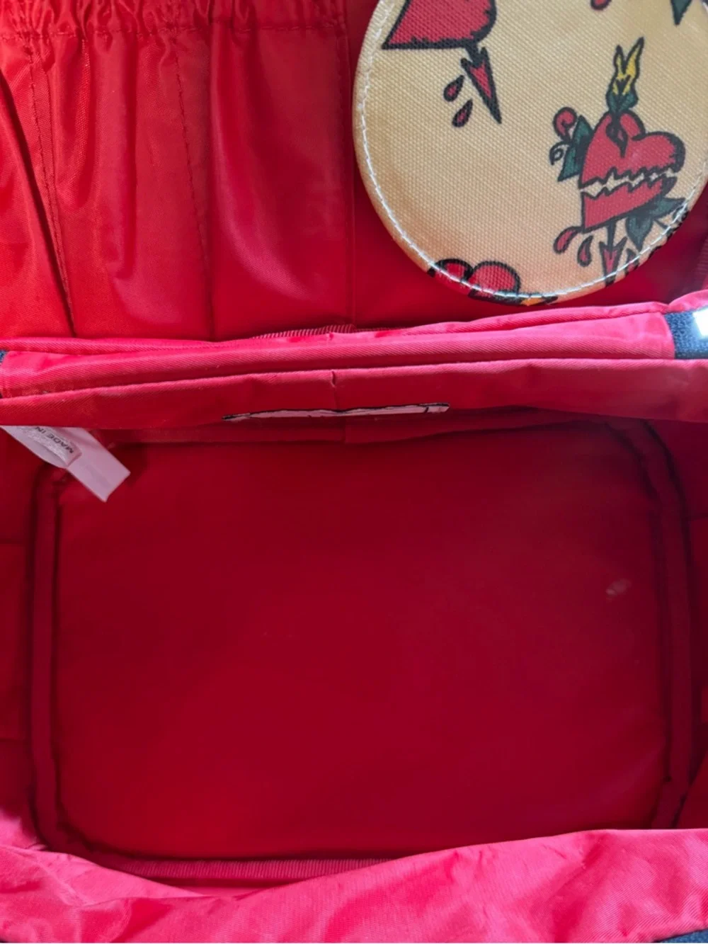 🇬🇧Lulu Guiness Rare Toiletry 2 Piece Set Train Case and Makeup Bag Tattoo Print